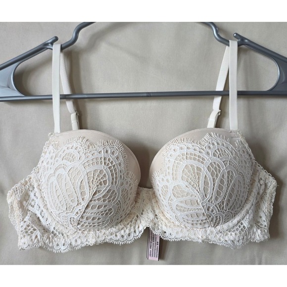 Victoria's Secret Other - Victorias Secret Dream Angels Lined Demi Bra Cream Ivory Lace 36B Underwire